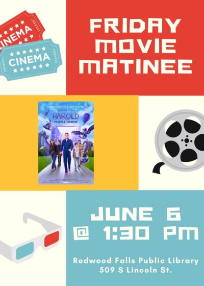 Our next movie for our Friday Movie Matinee will be Harold and the Purple Crayon! Join us Friday at 1:30!