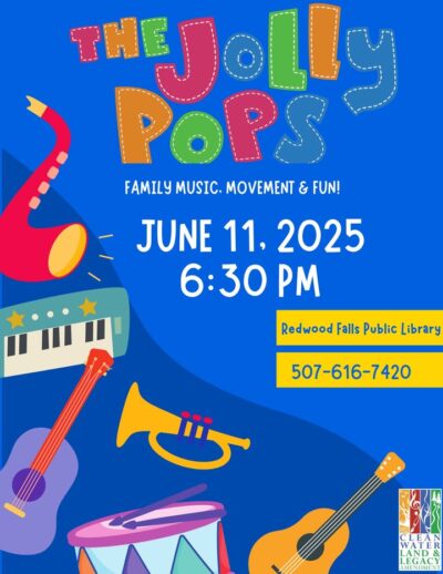 Join us Wednesday June 11 at 6:30 PM for the Jolly Pops! 
The Jolly Pops are a children’s music and entertainment group that was built around Dads who love to play music for kids, we hope you can join us!