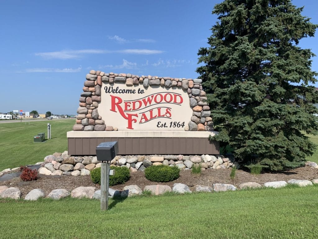 City of Redwood Falls Welcome Sign