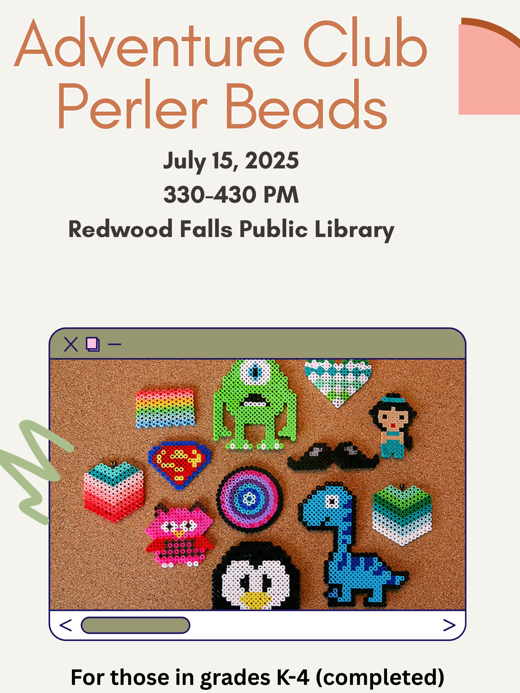 orange green colorful illustrative bead workshop poster